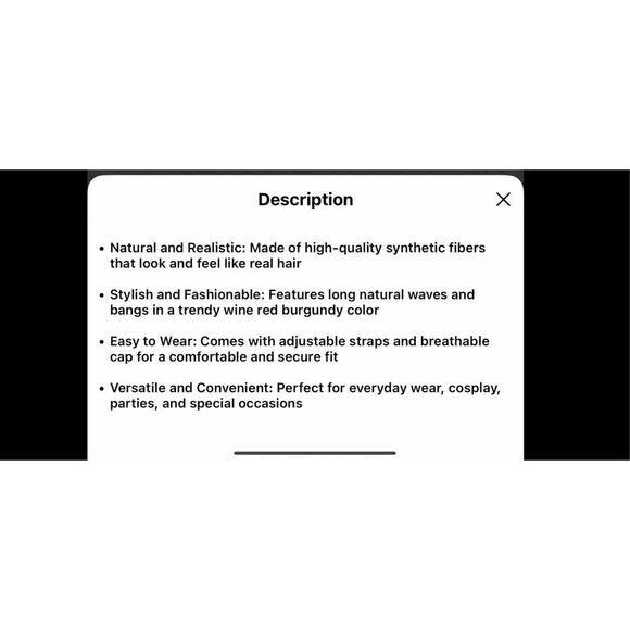 26 inch burgundy/wine colored synthetic wig heat resistant ￼ - Picture 8 of 11